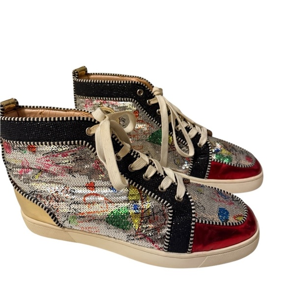 Christian Louboutin,Shoes Multicolor Sequin HighTop Sneakers, some sign of wear - Picture 3 of 14